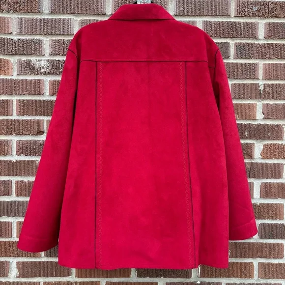 Vintage Alfred Dunner Women’s Sz 16W Red Faux Suede Fleece interior Jacket - Picture 3 of 10